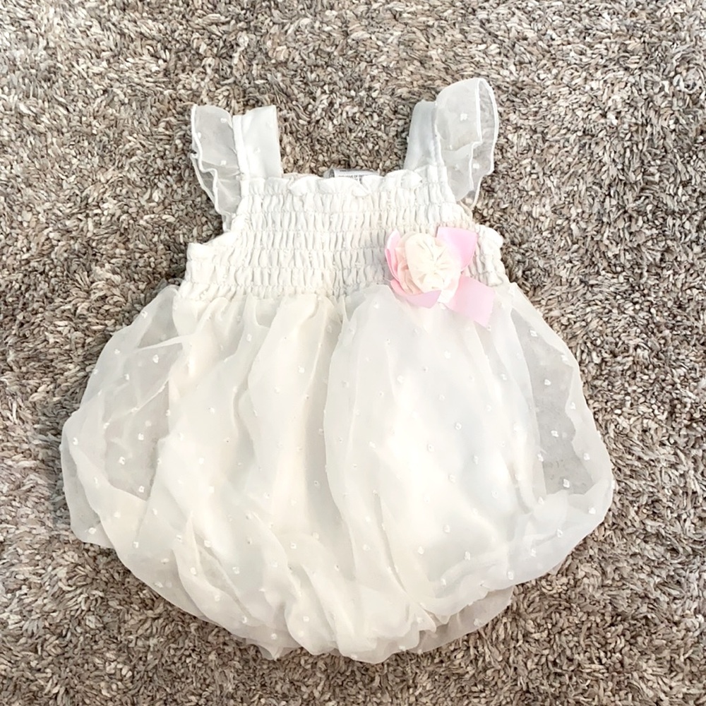 Smocked white baby dress